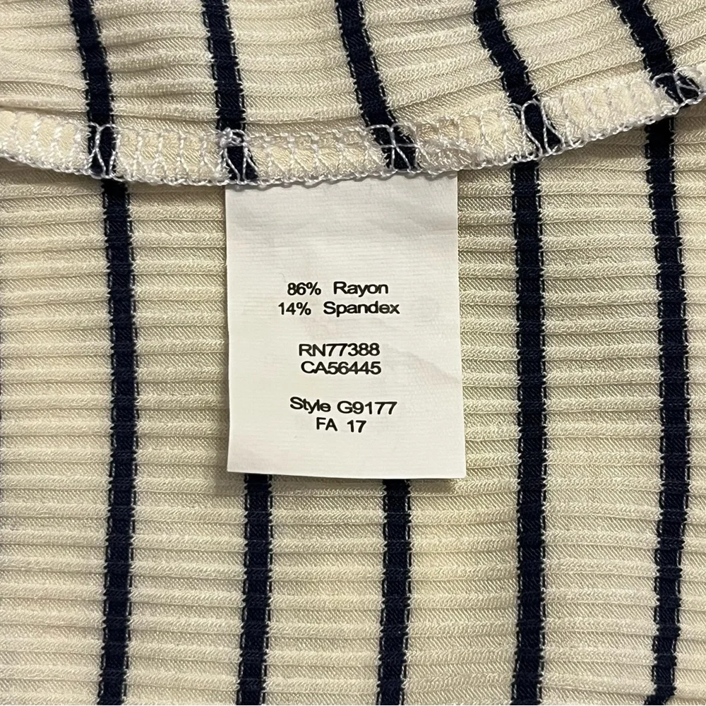 Madewell Striped Mockneck Ribbed Short Sleeve Top, Size Medium - Picture 6 of 8
